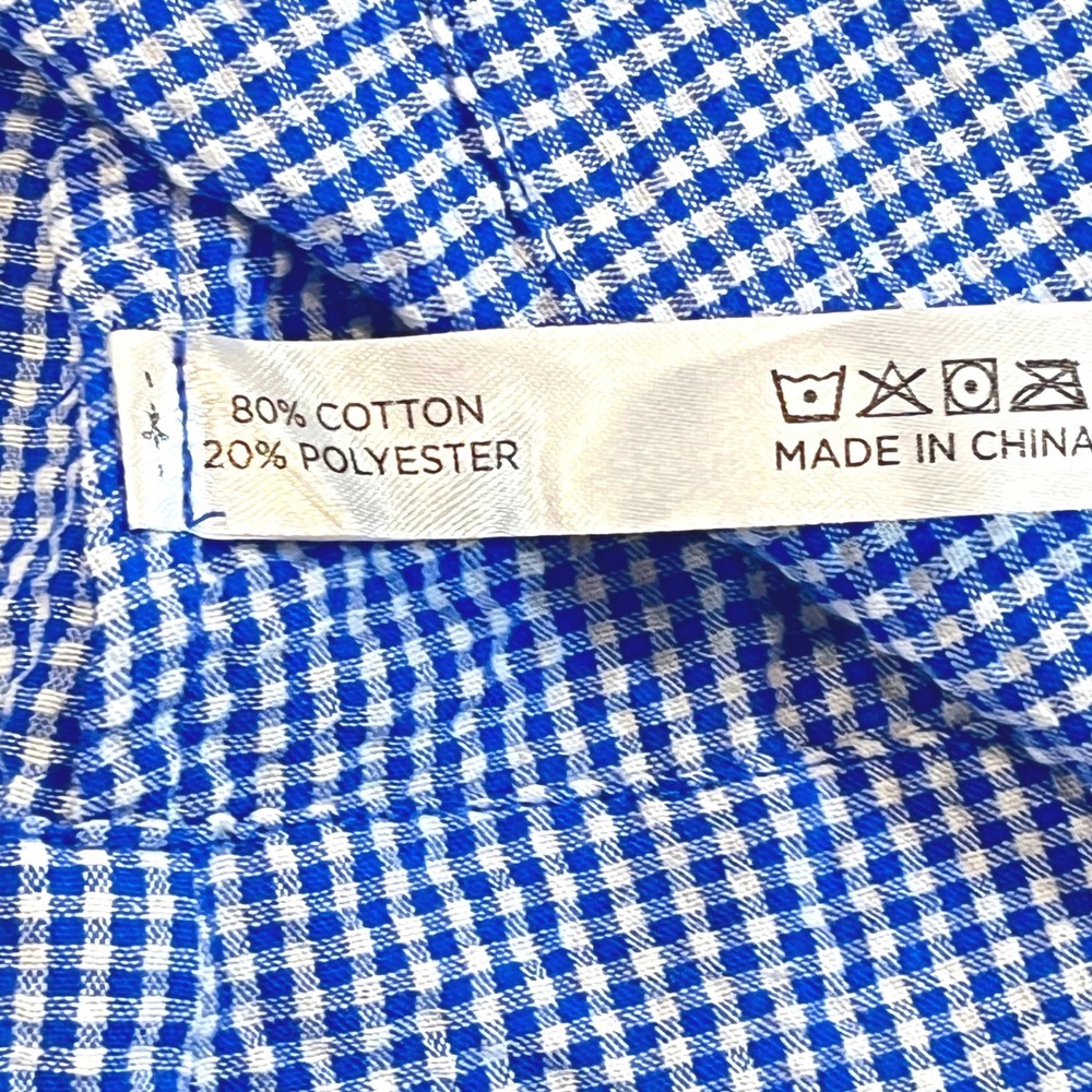 Tuckernuck Landis Maxi Dress Womens M Blue Gingham Seersucker Smocked Tiered - Picture 11 of 12